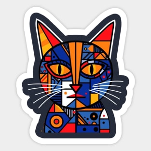 A Geometric Cat Design Sticker